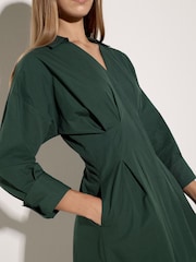 Apricot Green Smocked Shirt Mini Dress - Image 4 of 4