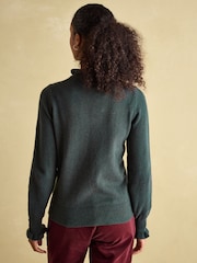 Joules Edith Green Frill Neck Jumper - Image 2 of 6
