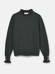 Joules Edith Green Frill Neck Jumper - Image 6 of 6