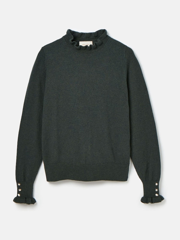 Joules Edith Green Frill Neck Jumper - Image 6 of 6