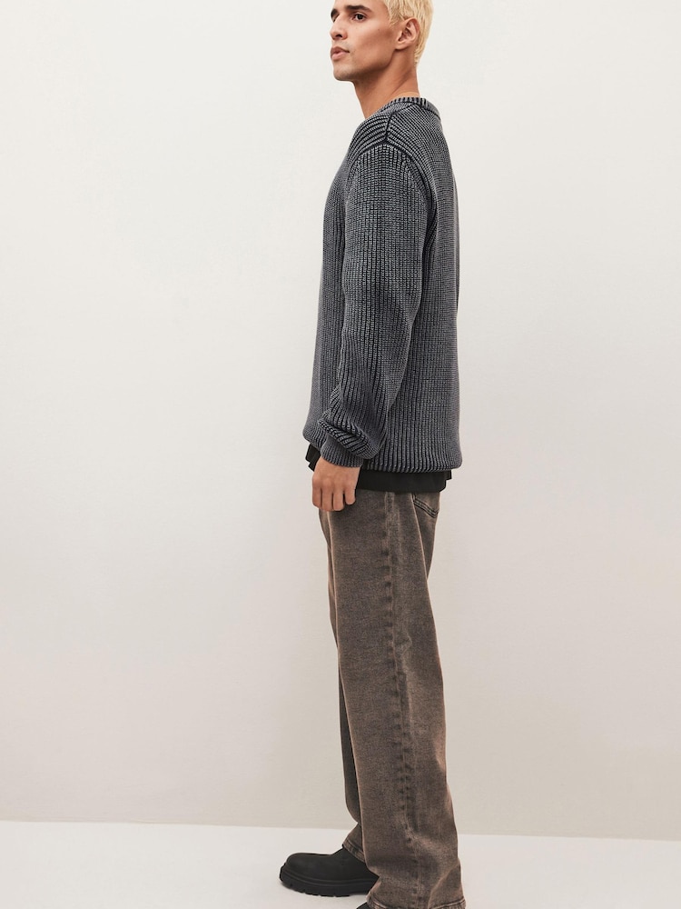 Black/Brown EDIT Acid Wash Jeans - Image 2 of 9