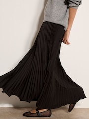 Apricot Black Satin Pleated Maxi Skirt - Image 3 of 4