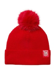 Victoria's Secret Lipstick Red Cosy Knit Pom Pom Beanie - Image 1 of 2
