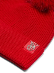 Victoria's Secret Lipstick Red Cosy Knit Pom Pom Beanie - Image 2 of 2