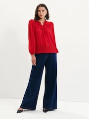 Finery Red Kiya Tie Neck Blouse - Image 4 of 5