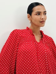 Sarkans - Finery Kiya Polka Dot kaklasaites blūze - Attēls 3 no 5