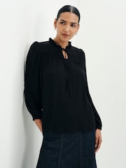 Finery Black Kiya Tie Neck Blouse - Image 4 of 5