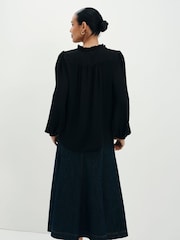 Finery Black Kiya Tie Neck Blouse - Image 5 of 5