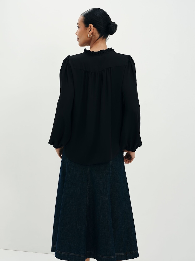 Finery Black Kiya Tie Neck Blouse - Image 5 of 5