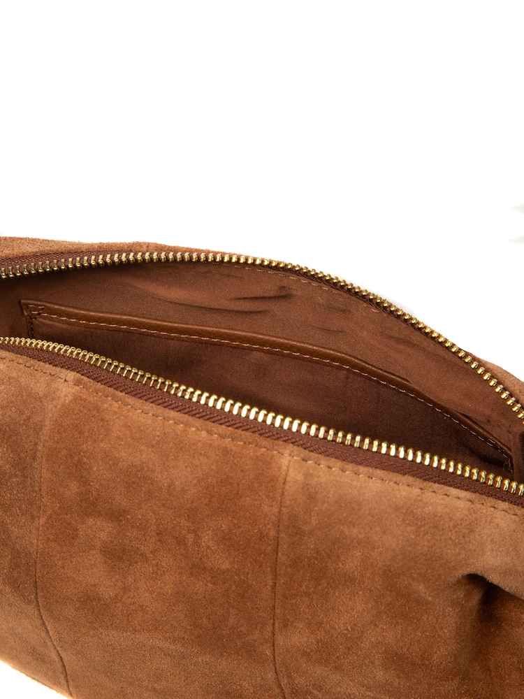 Pure Luxuries London Brown 'Harper' Suede Cross Body Bag - Image 6 of 6