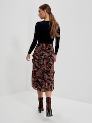 黑色 - Finery Kat Asymmetric Ruffle Midi Skirt - 5的图像5｝