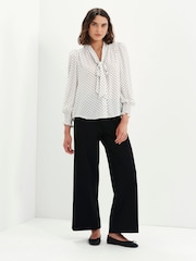 Finery White Mavis Polka Dot Print Pussybow Blouse - Image 3 of 5