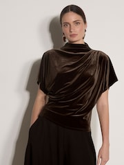 Apricot Brown Velvet Batwing T-Shirt - Image 1 of 4