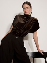 Apricot Brown Velvet Batwing T-Shirt - Image 4 of 4