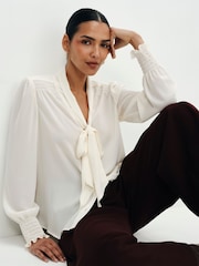 Finery Cream Mavis Pussy Bow Blouse - Image 2 of 5