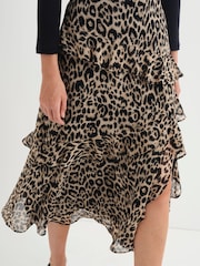 自然 - Finery Kat Asymmetric Ruffle Midi Skirt - 5的图像4｝