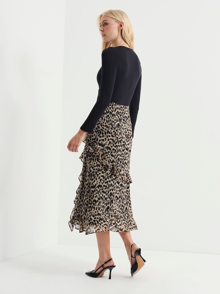 自然 - Finery Kat Asymmetric Ruffle Midi Skirt - 5的图像5｝