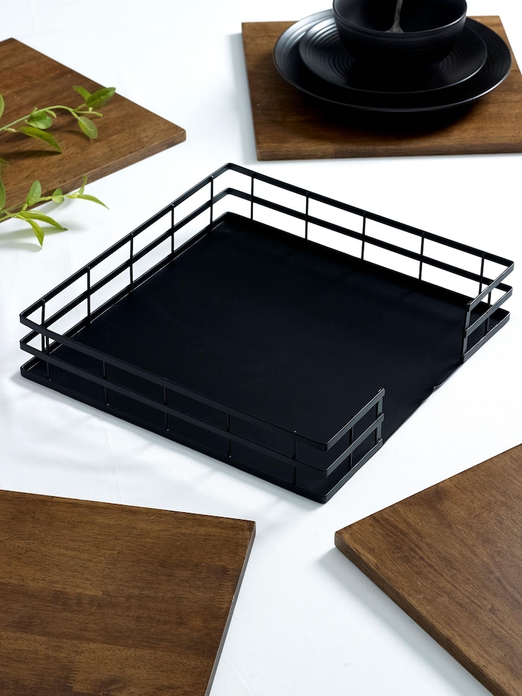 Black Set of 4 Wooden Bronx Placemats - Image 2 of 4