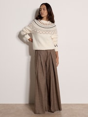 Apricot Cream Cotton-Blend Brushed Fair Isle Jumper - Image 3 of 4