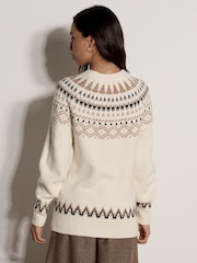 Apricot Cream Cotton-Blend Brushed Fair Isle Jumper - Image 4 of 4