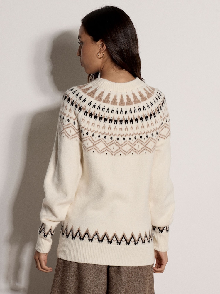 Apricot Cream Cotton-Blend Brushed Fair Isle Jumper - Image 4 of 4 Apricot Cream Cotton-Blend Brushed Fair Isle Jumper - Image 4 of 4