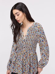 Finery Orange Flower Martha Shirred Blouse - Image 1 of 5