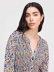 Finery Orange Flower Martha Shirred Blouse - Image 2 of 5