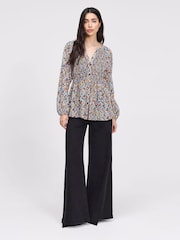 Finery Orange Flower Martha Shirred Blouse - Image 4 of 5