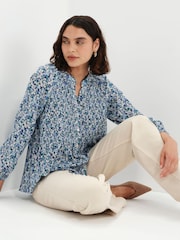 Finery Blue Flower Martha Shirred Blouse - Image 1 of 5
