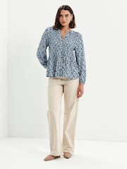 Finery Blue Flower Martha Shirred Blouse - Image 3 of 5