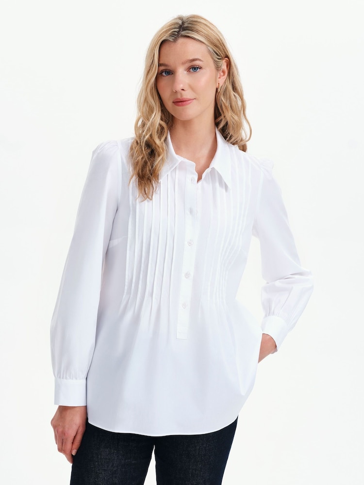Finery White Mimi Cotton Rich Shirt - Image 1 of 5 Finery White Mimi Cotton Rich Shirt - Image 1 of 5