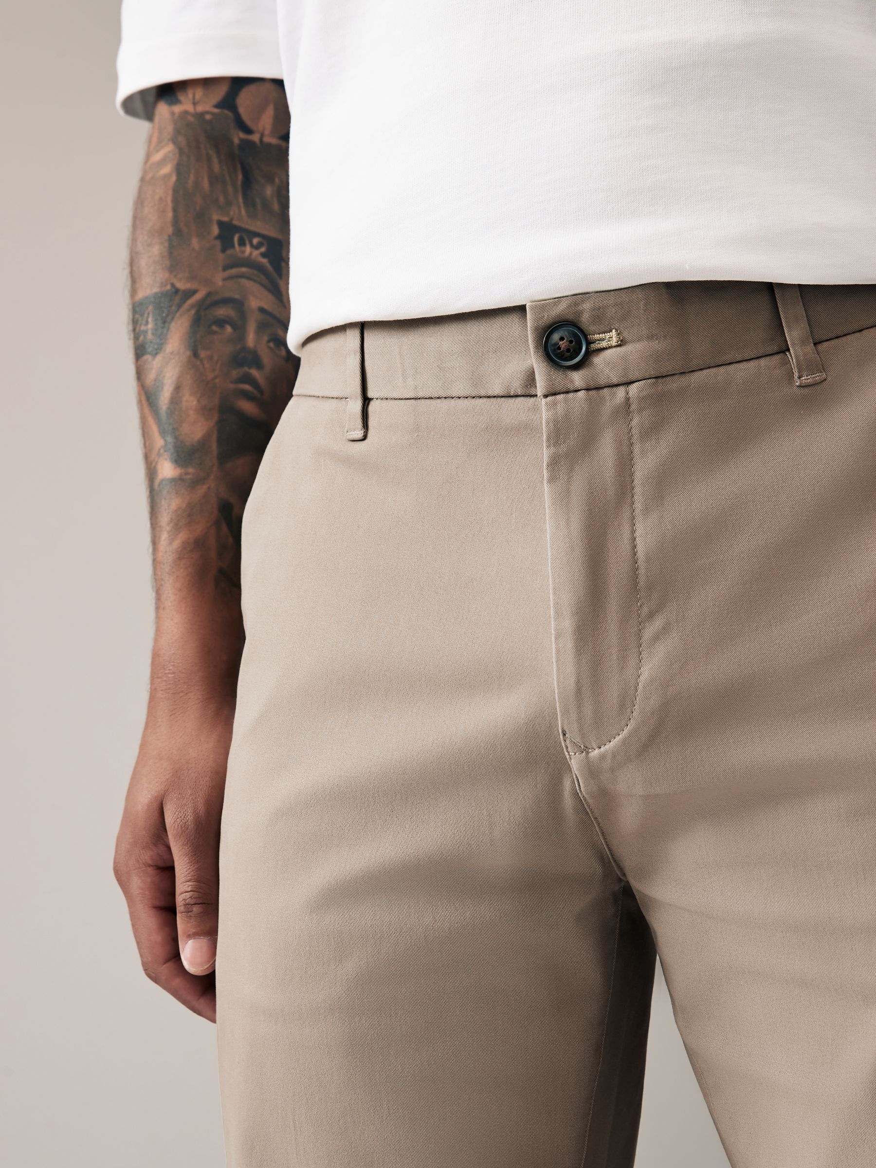 Buy Stone Straight Fit Stretch Chinos Trousers from Next Canada