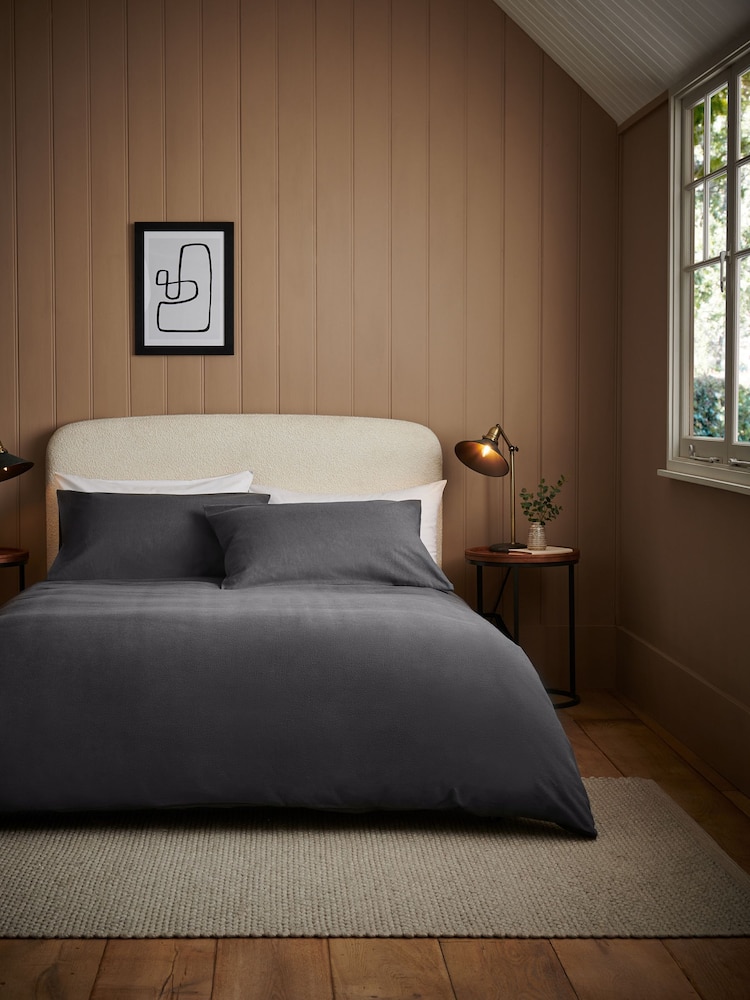 Charcoal Grey Brushed Supersoft 100% Cotton Duvet Cover And Pillowcase Set - Image 1 of 6