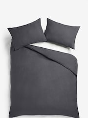 Charcoal Grey Brushed Supersoft 100% Cotton Duvet Cover And Pillowcase Set - Image 5 of 6
