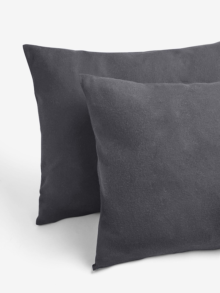 Charcoal Grey Brushed Supersoft 100% Cotton Duvet Cover And Pillowcase Set - Image 6 of 6