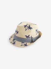 Navy Blue Palm Tree Trilby Hat - Image 3 of 4