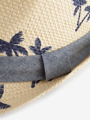 Navy Blue Palm Tree Trilby Hat - Image 4 of 4