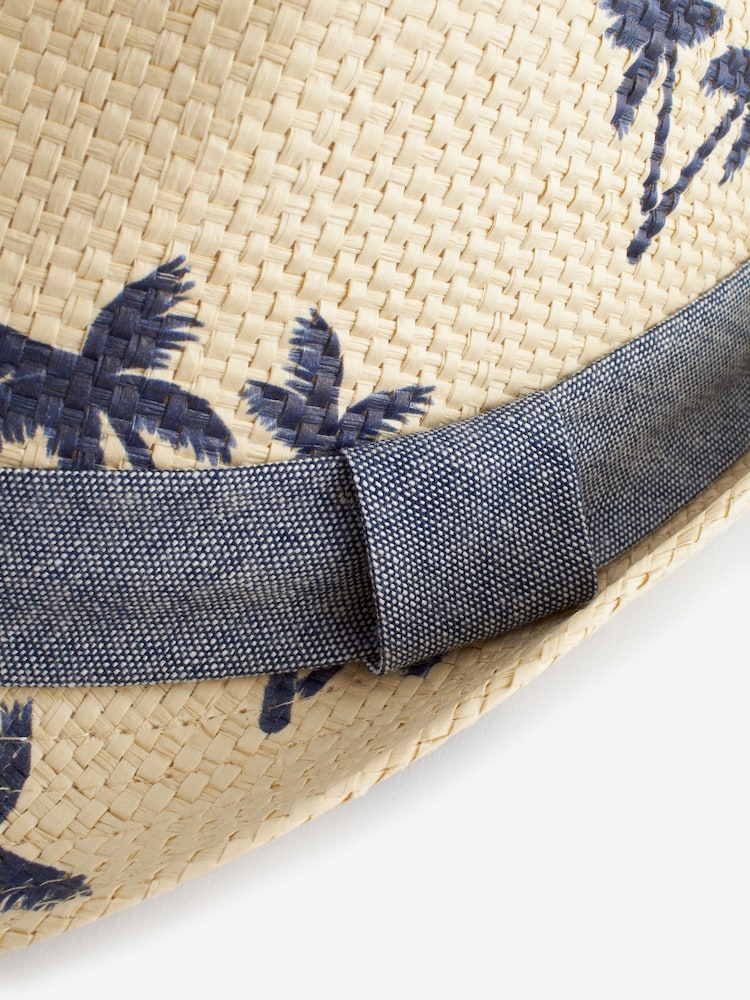 Navy Blue Palm Tree Trilby Hat - Image 4 of 4