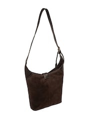 Pure Luxuries London Brown 'Aria' Suede Shoulder Bag - Image 4 of 6