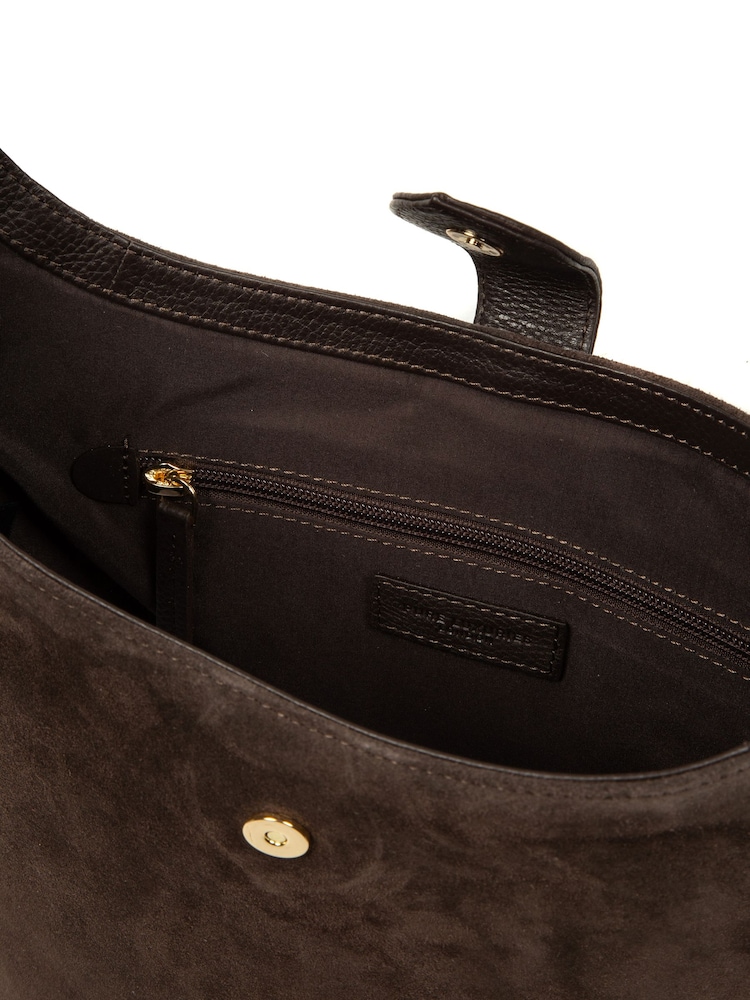 Pure Luxuries London Brown 'Aria' Suede Shoulder Bag - Image 6 of 6 Pure Luxuries London Brown 'Aria' Suede Shoulder Bag - Image 6 of 6