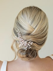 Ivory & Co Rose Gold Pearl Shimmer Crystal Comb - Image 2 of 5