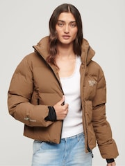 Superdry Brown Hooded Boxy Puffer Jacket - Image 3 of 3