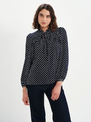 Zils - Finery Kiya Polka Dot kaklasaites blūze - Attēls 1 no 5