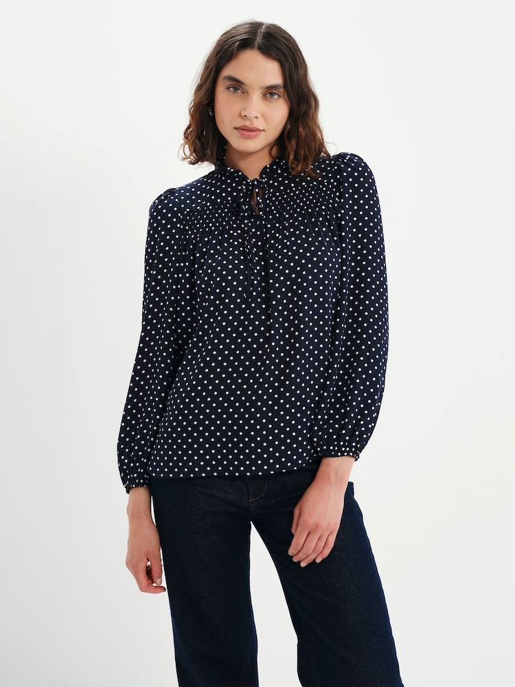 Zils - Finery Kiya Polka Dot kaklasaites blūze - Attēls 1 no 5