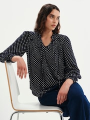 Zils - Finery Kiya Polka Dot kaklasaites blūze - Attēls 2 no 5