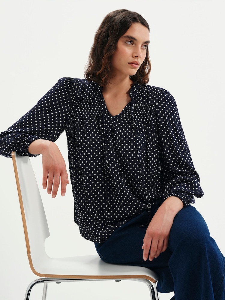 Zils - Finery Kiya Polka Dot kaklasaites blūze - Attēls 2 no 5