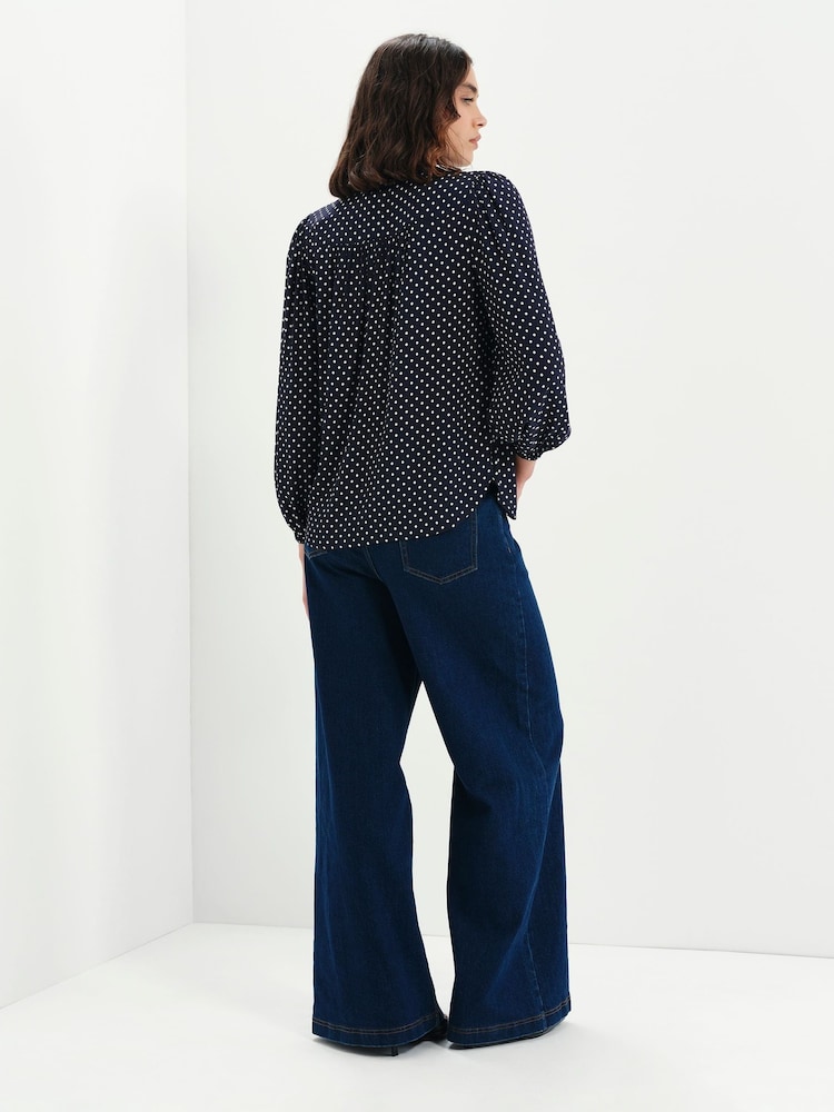 Zils - Finery Kiya Polka Dot kaklasaites blūze - Attēls 5 no 5