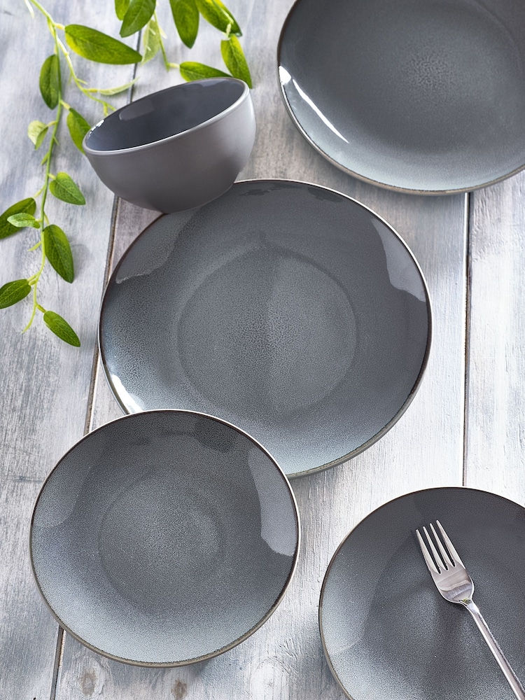 Slate Blue Logan Reactive Glaze 12 Piece Dinner Set - Image 1 of 4