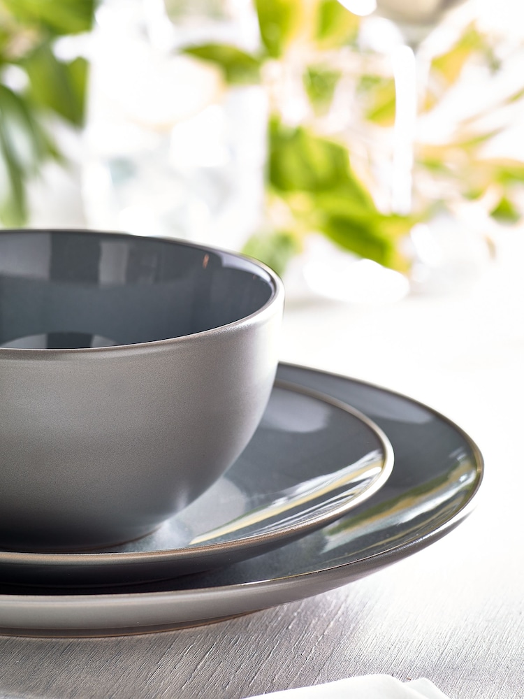 Slate Blue Logan Reactive Glaze 12 Piece Dinner Set - Image 2 of 4