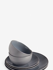 Slate Blue Logan Reactive Glaze 12 Piece Dinner Set - Image 4 of 4